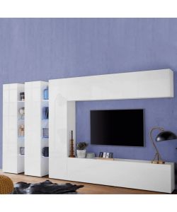 Web Furniture Parete Attrezzata Moderna Soggiorno Bianco Lucido 340x30x180