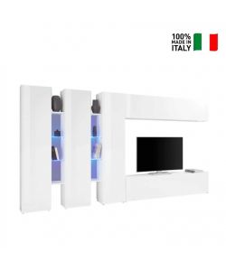 Web Furniture Parete Attrezzata Moderna Soggiorno Bianco Lucido 340x30x180
