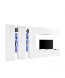 Web Furniture Parete Attrezzata Moderna Soggiorno Bianco Lucido 340x30x180