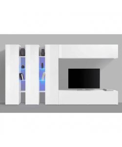 Web Furniture Parete Attrezzata Moderna Soggiorno Bianco Lucido 340x30x180
