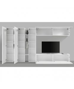 Web Furniture Parete Attrezzata Moderna Soggiorno Bianco Lucido 340x30x180
