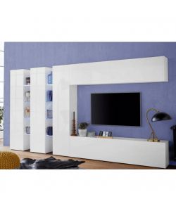 Web Furniture Parete Attrezzata Moderna Soggiorno Bianco Lucido 340x30x180