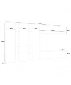 Web Furniture Parete Attrezzata Moderna Soggiorno Bianco Lucido 340x30x180