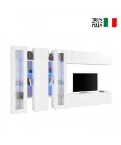 Web Furniture Parete Attrezzata Moderna Soggiorno Bianco Lucido 340x30x180