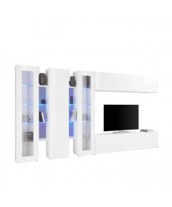 Web Furniture Parete Attrezzata Moderna Soggiorno Bianco Lucido 340x30x180