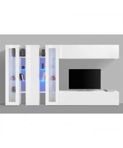Web Furniture Parete Attrezzata Moderna Soggiorno Bianco Lucido 340x30x180