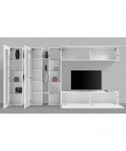 Web Furniture Parete Attrezzata Moderna Soggiorno Bianco Lucido 340x30x180