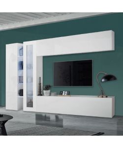 Web Furniture Parete Attrezzata Soggiorno Bianca Lucida 280x30x180 cm