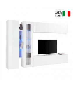 Web Furniture Parete Attrezzata Soggiorno Bianca Lucida 280x30x180 cm