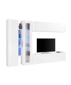 Web Furniture Parete Attrezzata Soggiorno Bianca Lucida 280x30x180 cm