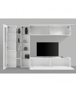 Web Furniture Parete Attrezzata Soggiorno Bianca Lucida 280x30x180 cm
