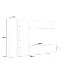 Web Furniture Parete Attrezzata Soggiorno Bianca Lucida 280x30x180 cm