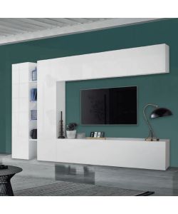 Web Furniture Parete Attrezzata Soggiorno Moderna Bianco Lucido 280x30x180 cm