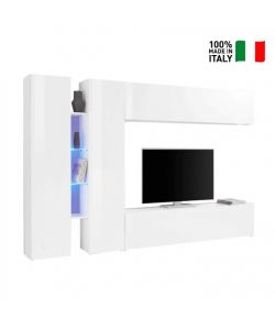 Web Furniture Parete Attrezzata Soggiorno Moderna Bianco Lucido 280x30x180 cm
