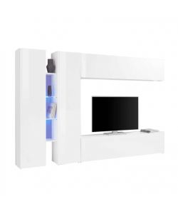 Web Furniture Parete Attrezzata Soggiorno Moderna Bianco Lucido 280x30x180 cm