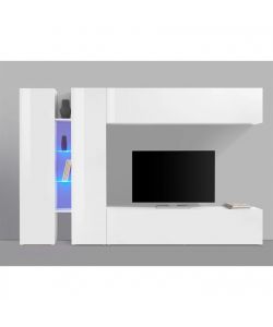 Web Furniture Parete Attrezzata Soggiorno Moderna Bianco Lucido 280x30x180 cm