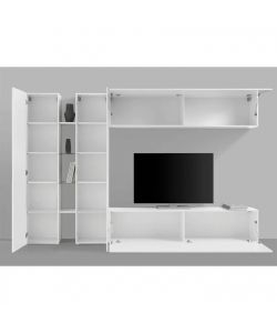 Web Furniture Parete Attrezzata Soggiorno Moderna Bianco Lucido 280x30x180 cm