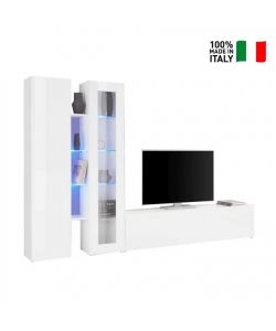 Parete Attrezzata Moderna Soggiorno Bianco Lucido 280x30x180 cm