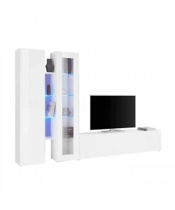 Parete Attrezzata Moderna Soggiorno Bianco Lucido 280x30x180 cm