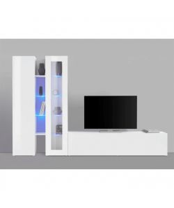 Parete Attrezzata Moderna Soggiorno Bianco Lucido 280x30x180 cm