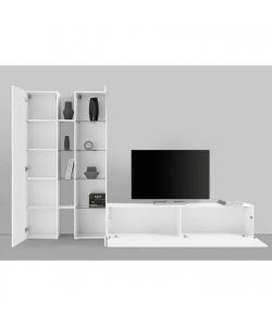 Parete Attrezzata Moderna Soggiorno Bianco Lucido 280x30x180 cm