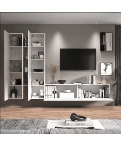 Web Furniture Parete Attrezzata Moderna Soggiorno Bianco Lucido 180 cm