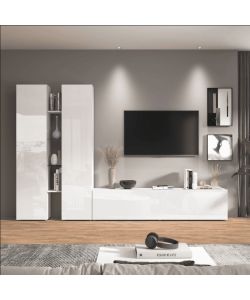 Web Furniture Parete Attrezzata Moderna Soggiorno Bianco Lucido 180 cm