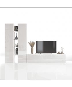 Web Furniture Parete Attrezzata Moderna Soggiorno Bianco Lucido 180 cm