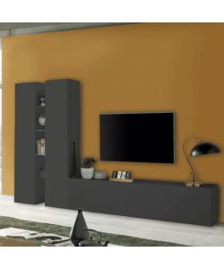 Web Furniture Parete Attrezzata Soggiorno Moderna Antracite 280x30x180 cm