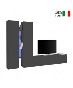 Web Furniture Parete Attrezzata Soggiorno Moderna Antracite 280x30x180 cm