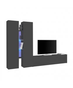 Web Furniture Parete Attrezzata Soggiorno Moderna Antracite 280x30x180 cm