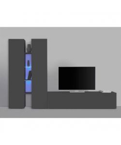 Web Furniture Parete Attrezzata Soggiorno Moderna Antracite 280x30x180 cm