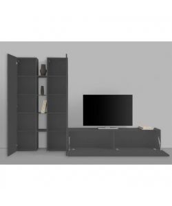 Web Furniture Parete Attrezzata Soggiorno Moderna Antracite 280x30x180 cm