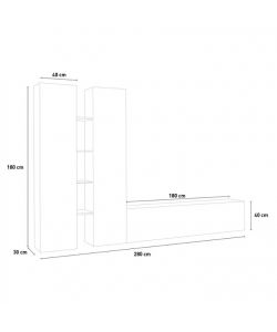Web Furniture Parete Attrezzata Soggiorno Moderna Antracite 280x30x180 cm