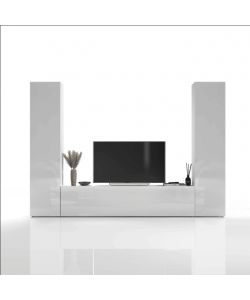 Web Furniture Parete Attrezzata Moderna Soggiorno Bianco Lucido 260x30x180 cm