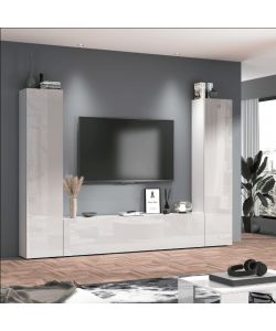 Web Furniture Parete Attrezzata Moderna Soggiorno Bianco Lucido 260x30x180 cm