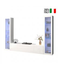 Web Furniture Parete Attrezzata Sospesa Soggiorno Bianco Lucido 260x30x180
