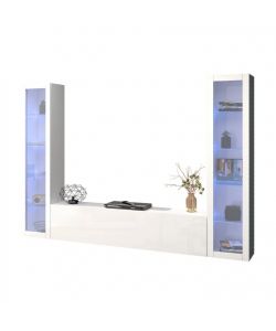 Web Furniture Parete Attrezzata Sospesa Soggiorno Bianco Lucido 260x30x180