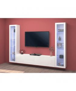 Web Furniture Parete Attrezzata Sospesa Soggiorno Bianco Lucido 260x30x180