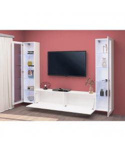 Web Furniture Parete Attrezzata Sospesa Soggiorno Bianco Lucido 260x30x180