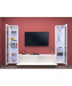 Web Furniture Parete Attrezzata Sospesa Soggiorno Bianco Lucido 260x30x180