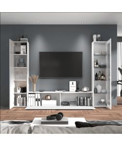 Web Furniture Parete Attrezzata Moderna Soggiorno Bianco Lucido 260x30x180 cm