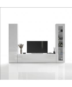 Web Furniture Parete Attrezzata Moderna Soggiorno Bianco Lucido 260x30x180 cm