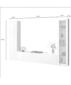 Web Furniture Parete Attrezzata Moderna Soggiorno Bianco Lucido 260x30x180 cm