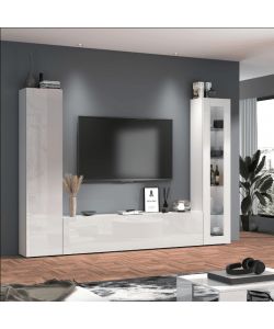 Web Furniture Parete Attrezzata Moderna Soggiorno Bianco Lucido 260x30x180 cm