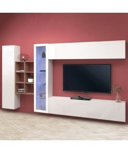 Web Furniture Parete Attrezzata Soggiorno Bianco Lucido 320x30x180 cm