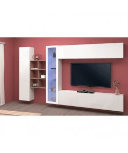 Web Furniture Parete Attrezzata Soggiorno Bianco Lucido 320x30x180 cm