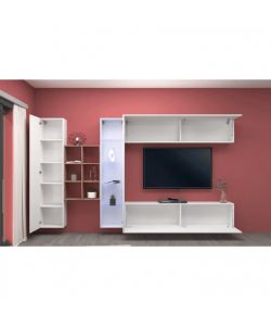 Web Furniture Parete Attrezzata Soggiorno Bianco Lucido 320x30x180 cm