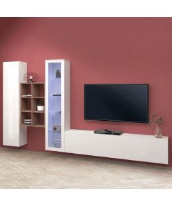 Web Furniture Parete Attrezzata Soggiorno Bianco Lucido 320x30x180 cm
