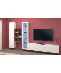 Web Furniture Parete Attrezzata Soggiorno Bianco Lucido 320x30x180 cm
